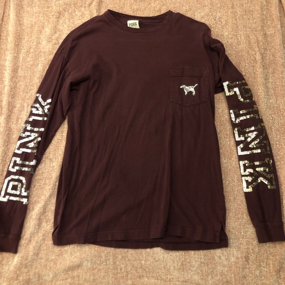 Pink maroon long sleeved t shirt